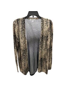 Neiman Marcus 100% Cashmere Animal Print Open Cardigan Sweater Small